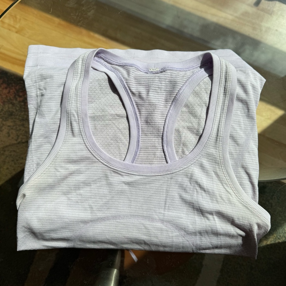 Purple lulu swiftly tech tank top